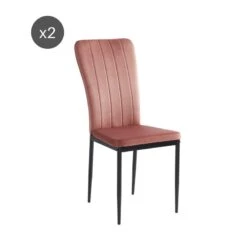 Lot De 2 Chaises POPPY Velours Rose Pieds En Métal Noir -Maison Jardin Élégance lot de 2 chaises poppy velours rose pieds en metal noir 7