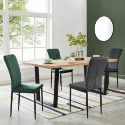 Lot De 2 Chaises POPPY Velours Vert Pieds En Métal Noir