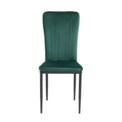 Lot De 2 Chaises POPPY Velours Vert Pieds En Métal Noir -Maison Jardin Élégance lot de 2 chaises poppy velours vert pieds en metal noir 4