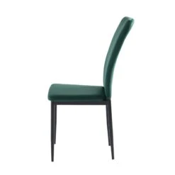 Lot De 2 Chaises POPPY Velours Vert Pieds En Métal Noir -Maison Jardin Élégance lot de 2 chaises poppy velours vert pieds en metal noir 6