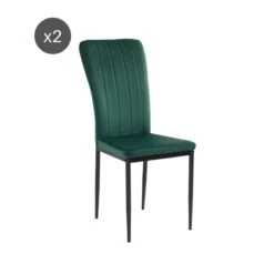 Lot De 2 Chaises POPPY Velours Vert Pieds En Métal Noir -Maison Jardin Élégance lot de 2 chaises poppy velours vert pieds en metal noir 7