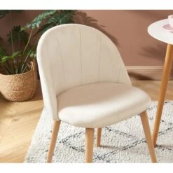 Maison Jardin Élégance -Maison Jardin Élégance lot de 2 chaises shell velours beige sable design coquillage 1