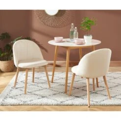 Maison Jardin Élégance 30 Lot De 2 Chaises SHELL Velours Beige Sable Design Coquillage