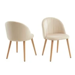 Lot De 2 Chaises SHELL Velours Beige Sable Design Coquillage -Maison Jardin Élégance lot de 2 chaises shell velours beige sable design coquillage 3