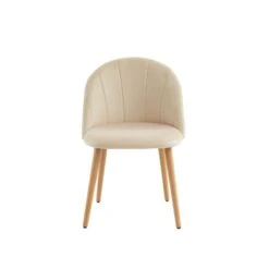 Lot De 2 Chaises SHELL Velours Beige Sable Design Coquillage -Maison Jardin Élégance lot de 2 chaises shell velours beige sable design coquillage 4