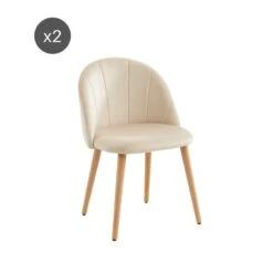 Lot De 2 Chaises SHELL Velours Beige Sable Design Coquillage -Maison Jardin Élégance lot de 2 chaises shell velours beige sable design coquillage 5