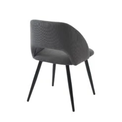 Lot De 2 Chaises VINTAGE Velours Côtelé Gris Pieds Métal Noir -Maison Jardin Élégance lot de 2 chaises vintage velours cotele gris pieds metal noir 5