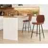 Lot De 2 Tabourets De Bar ETHAN En PU Cognac
