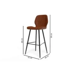 Lot De 2 Tabourets De Bar ETHAN En PU Cognac -Maison Jardin Élégance lot de 2 tabourets ethan en pu cognac 6