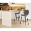 Lot De 2 Tabourets De Bar ETHAN En PU Gris