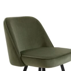 Lot De 2 Tabourets EUGENE En Velours Kaki Avec Pieds Noir Et Doré -Maison Jardin Élégance lot de 2 tabourets eugene 14