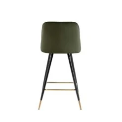 Lot De 2 Tabourets EUGENE En Velours Kaki Avec Pieds Noir Et Doré -Maison Jardin Élégance lot de 2 tabourets eugene 15