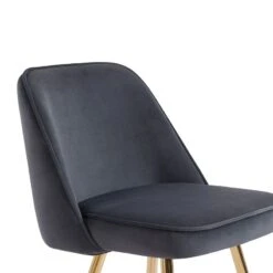 Lot De 2 Tabourets EUGENE En Velours Gris Foncé Avec Pieds Dorés -Maison Jardin Élégance lot de 2 tabourets eugene 5