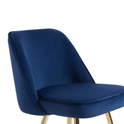 Lot De 2 Tabourets EUGENE En Velours Bleu Nuit Avec Pieds Dorés -Maison Jardin Élégance lot de 2 tabourets eugene 8