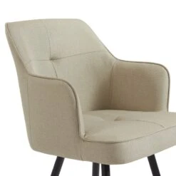 Lot De 2 Tabourets GUSTAVE En Tissu Sable Avec Pieds Noir -Maison Jardin Élégance lot de 2 tabourets gustave 5