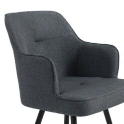 Lot De 2 Tabourets GUSTAVE En Tissu Gris Avec Pieds Noir -Maison Jardin Élégance lot de 2 tabourets gustave 8