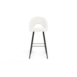 Lot De 2 Tabourets De Bar KYLE Tissu Bouclette Blanc Piètement Métal Noir -Maison Jardin Élégance lot de 2 tabourets kyle en teddy blanc 2