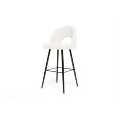 Lot De 2 Tabourets De Bar KYLE Tissu Bouclette Blanc Piètement Métal Noir -Maison Jardin Élégance lot de 2 tabourets kyle en teddy blanc 3