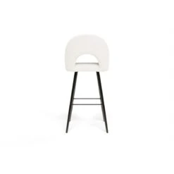 Lot De 2 Tabourets De Bar KYLE Tissu Bouclette Blanc Piètement Métal Noir -Maison Jardin Élégance lot de 2 tabourets kyle en teddy blanc 4