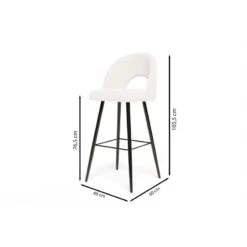 Lot De 2 Tabourets De Bar KYLE Tissu Bouclette Blanc Piètement Métal Noir -Maison Jardin Élégance lot de 2 tabourets kyle en teddy blanc 6
