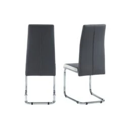 Lot De 4 Chaises MARA Simili Gris Et Blanc Pieds Métal Chromé -Maison Jardin Élégance lot de 4 chaises mara 2