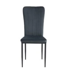Lot De 4 Chaises POPPY Velours Gris Anthracite Pieds En Métal Noir -Maison Jardin Élégance lot de 4 chaises poppy velours gris anthracite pieds en metal noir 4
