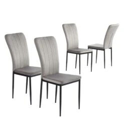 Lot De 4 Chaises POPPY Velours Gris Pieds En Métal Noir -Maison Jardin Élégance lot de 4 chaises poppy velours gris pieds en metal noir 3