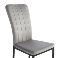 Lot De 4 Chaises POPPY Velours Gris Pieds En Métal Noir -Maison Jardin Élégance lot de 4 chaises poppy velours gris pieds en metal noir 4