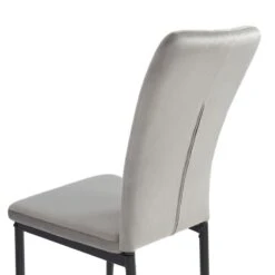 Lot De 4 Chaises POPPY Velours Gris Pieds En Métal Noir -Maison Jardin Élégance lot de 4 chaises poppy velours gris pieds en metal noir 5