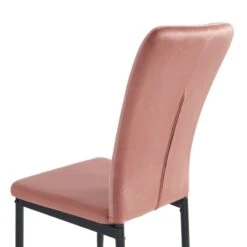 Lot De 4 Chaises POPPY Velours Rose Pieds En Métal Noir -Maison Jardin Élégance lot de 4 chaises poppy velours rose pieds en metal noir 2