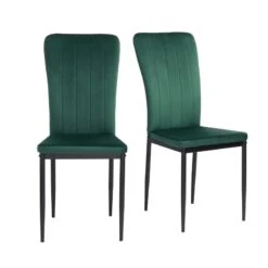 Lot De 4 Chaises POPPY Velours Vert Pieds En Métal Noir -Maison Jardin Élégance lot de 4 chaises poppy velours vert pieds en metal noir 3