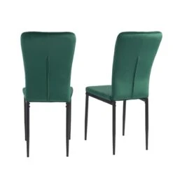 Lot De 4 Chaises POPPY Velours Vert Pieds En Métal Noir -Maison Jardin Élégance lot de 4 chaises poppy velours vert pieds en metal noir 4