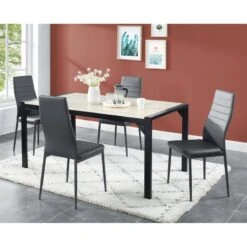 Maison Jardin Élégance -Maison Jardin Élégance lot de 6 chaises sam simili gris pieds en metal 1