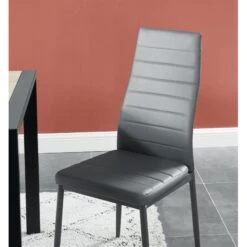 Lot De 6 Chaises SAM Simili Gris Pieds En Métal -Maison Jardin Élégance lot de 6 chaises sam simili gris pieds en metal 2