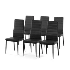 Lot De 6 Chaises SAM Simili Noir Pieds En Métal Noir -Maison Jardin Élégance lot de 6 chaises sam simili noir pieds en metal noir 2