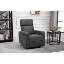 Fauteuil Relax Large LOVA En Tissu Gris Foncé Avec Fonction Manuel