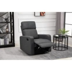 Fauteuil Relax Large LOVA En Tissu Gris Foncé Avec Fonction Manuel -Maison Jardin Élégance lova relax gris fonce normal 8
