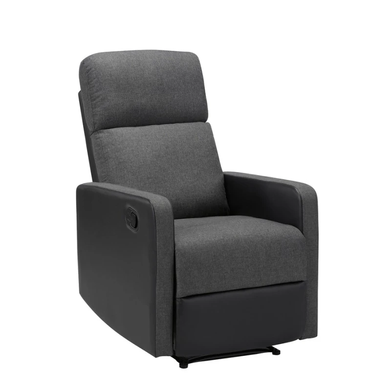 Fauteuil Relax Small LOVA PU Noir Et Tissu Gris Foncé Avec Fonction Manuel 2 Fauteuil Relax Small LOVA PU Noir Et Tissu Gris Foncé Avec Fonction Manuel – Image 2