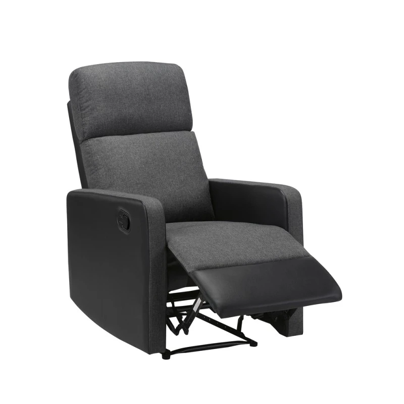 Fauteuil Relax Small LOVA PU Noir Et Tissu Gris Foncé Avec Fonction Manuel 4 Fauteuil Relax Small LOVA PU Noir Et Tissu Gris Foncé Avec Fonction Manuel – Image 4