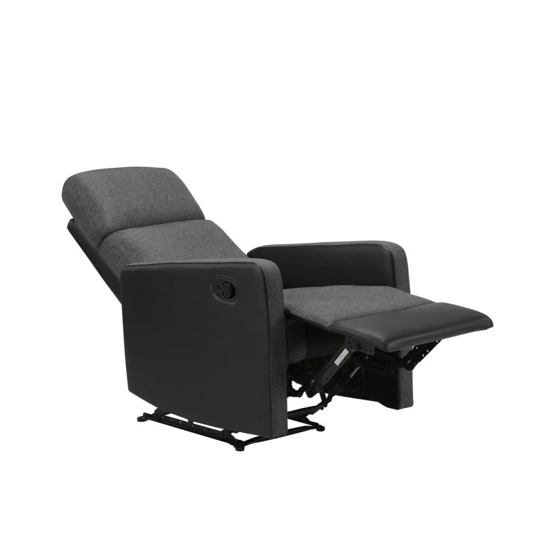 Fauteuil Relax Small LOVA PU Noir Et Tissu Gris Foncé Avec Fonction Manuel 5 Fauteuil Relax Small LOVA PU Noir Et Tissu Gris Foncé Avec Fonction Manuel – Image 5