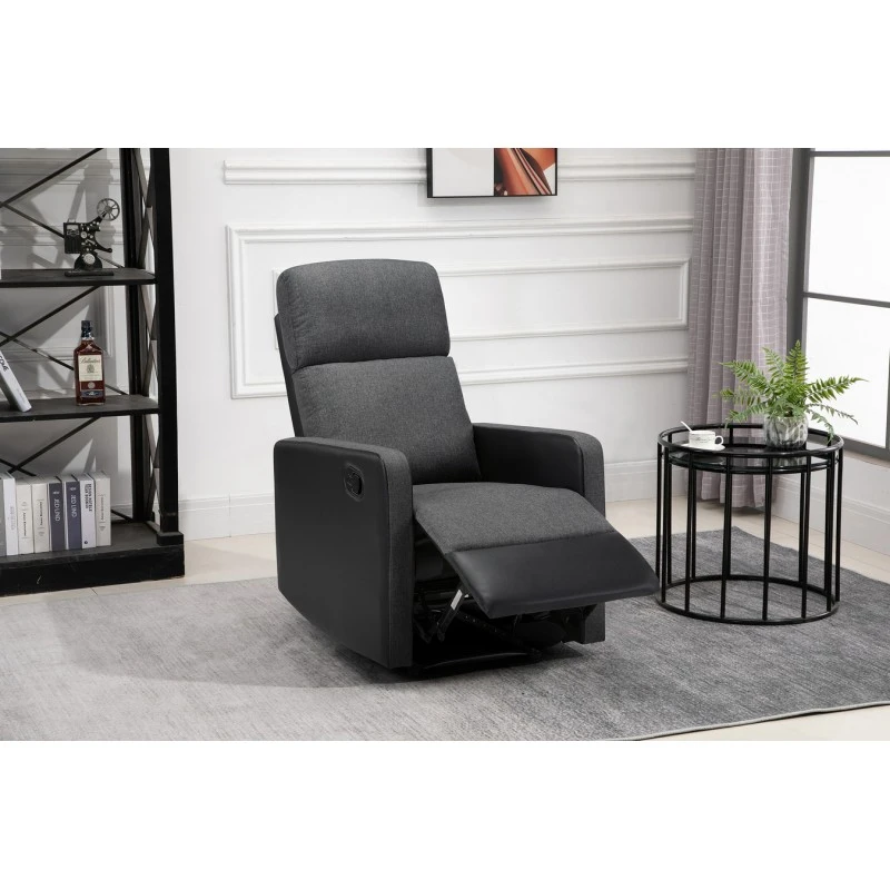 Fauteuil Relax Small LOVA PU Noir Et Tissu Gris Foncé Avec Fonction Manuel 9 Fauteuil Relax Small LOVA PU Noir Et Tissu Gris Foncé Avec Fonction Manuel – Image 9