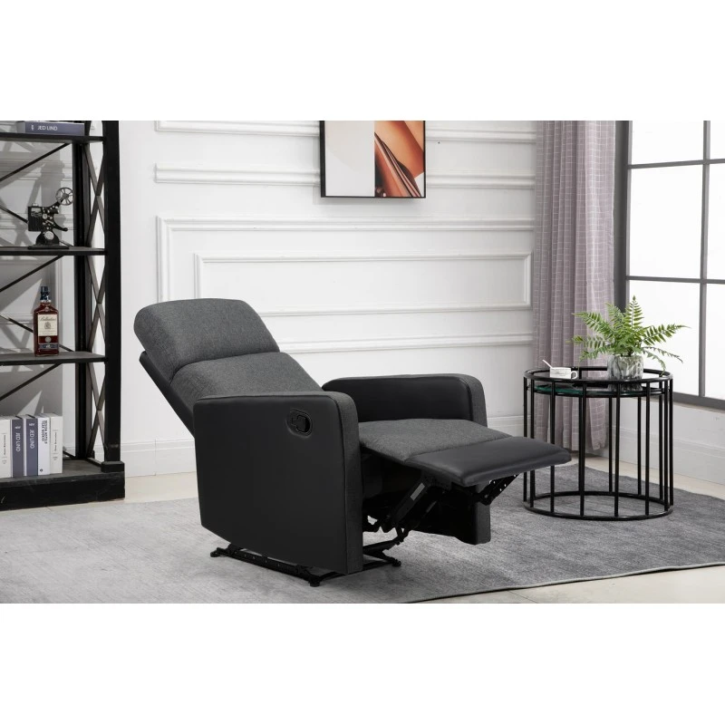 Fauteuil Relax Small LOVA PU Noir Et Tissu Gris Foncé Avec Fonction Manuel 10 Fauteuil Relax Small LOVA PU Noir Et Tissu Gris Foncé Avec Fonction Manuel – Image 10