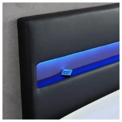 Lit Coffre LUMINA Simili Noir 160x200 Sommier Inclus 17 Lit Coffre LUMINA Simili Noir 160x200 Sommier Inclus -Maison Jardin Élégance lumina160no lit coffre led 7