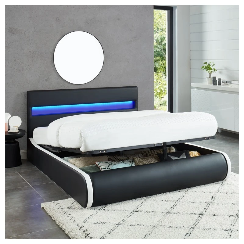 Lit Coffre LUMINA Simili Noir 160x200 Sommier Inclus 1 Lit Coffre LUMINA Simili Noir 160x200 Sommier Inclus