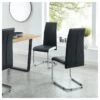 Lot De 4 Chaises MARA Simili Noir Pieds Métal Chromé