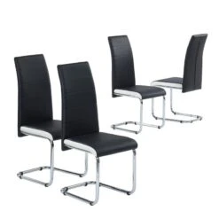 Lot De 4 Chaises MARA Simili Noir Et Blanc Pieds En Métal Chromé -Maison Jardin Élégance mara04nobl 4 chaises no bl 2