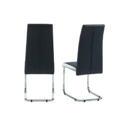 Lot De 4 Chaises MARA Simili Noir Et Blanc Pieds En Métal Chromé -Maison Jardin Élégance mara04nobl 4 chaises no bl 3