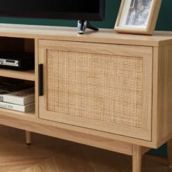 Meuble Tv AMANA Cannage Rotin 2 Portes 130cm -Maison Jardin Élégance meuble tv amana 2