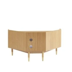 Meuble TV D'angle LEON Placage Chêne Et Cannage Rotin 120cm -Maison Jardin Élégance meuble tv d angle leon placage chene et cannage rotin 120cm 5