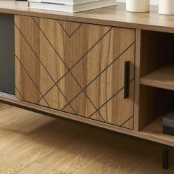 Meuble Tv GEOMA Effet Chêne Foncé Et Gris L180cm -Maison Jardin Élégance meuble tv geoma effet chene fonce et gris l180cm 3